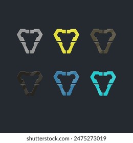 Sci Fi Hud Futurista Triángulo Marco Conjunto En Diferentes Colores Para El Juego Tactical Militar Logo Aislado Diseño De Vector