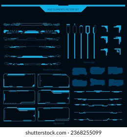 sci fi iu elements futuristic hud. Basic Communication Concept Set. Abstract Header Status Bar, Side Frame, Screen, Vector Entry Arrow,