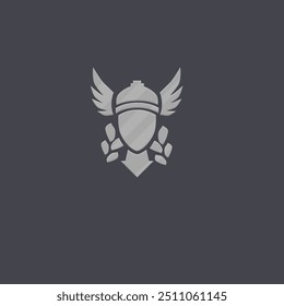 Sci Fi Elemento de logotipo militar Valkyrie Metal de plata aislado Diseño de Vector