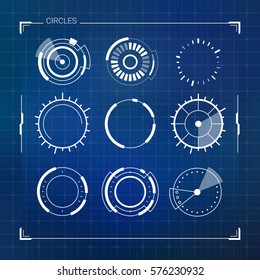 Sci Fi Modern Futuristic User Interface Circles Set. Abstract HUD