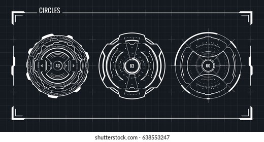 Sci Fi Modern Futuristic User Interface Circles Set. Abstract HUD