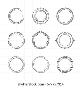 Sci Fi Modern Futuristic User Interface Circle Elements Set. Abstract HUD