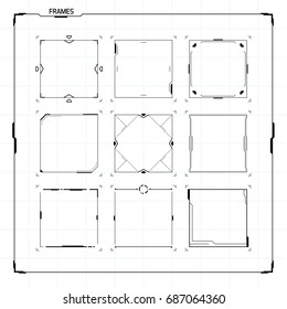 Sci Fi Modern Futuristic User Interface Square Frame Blocks Set. Abstract HUD