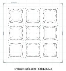 Sci Fi Modern Futuristic User Interface Square Frames Blocks Set. Abstract HUD