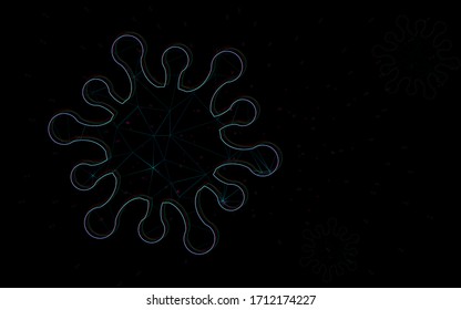 sci fi molecule shape interface screen futuristic HUD fantastic space ship. virus, bacteria, microbe structure atoms form and sign genetics illustration dark background wallpaper black and neon glow