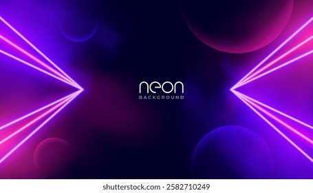 sci fi neon laser light background with luminous effect vector