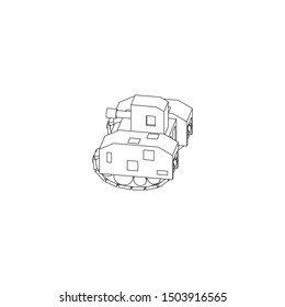 Sci Fi Tank isolated line art
