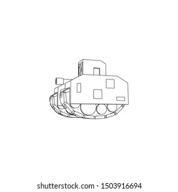Sci Fi Tank isolated line art