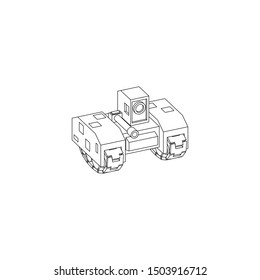 Sci Fi Tank isolated line art