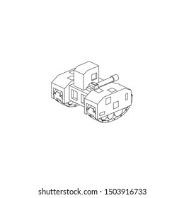 Sci Fi Tank isolated line art