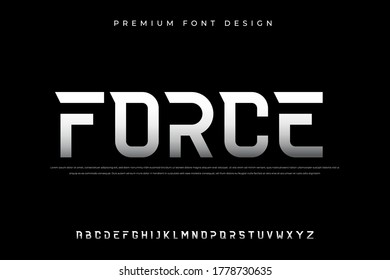 sci fi technology alphabet font with bold and abstract style use for logo and brand 