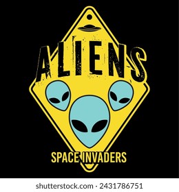 Sci fi ufo alien sticker Vector illustration