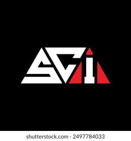 SCI triangle letter logo design with triangle shape. SCI triangle logo design monogram. SCI triangle vector logo template with red color. SCI triangular logo Simple, Elegant, and Luxurious design.