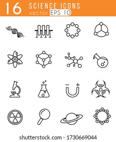 Science 16 icons set with White Background