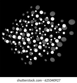 science 3d teamplate  white moleculas at dark background