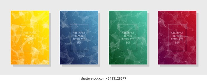Science Abstract Cover Set. Gradient Colorful Backdrop. Modern Network Pattern. Engineering Technology Texture. Vector