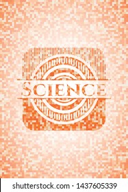 Science abstract orange mosaic emblem