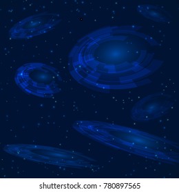 Science abstract technology background. UFO cosmic vector illustration. Easy to edit design template for your business projects. 