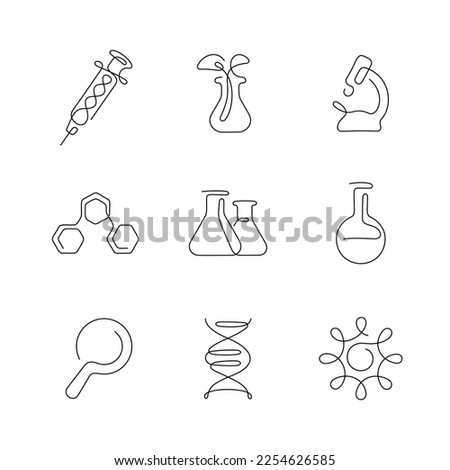 Science artistic style continuous line icons. Editable stroke.