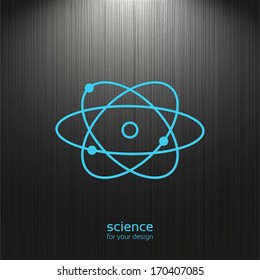 science, atom icon on a dark background for your design