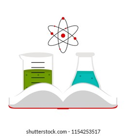 Science atom, potions and book icon
