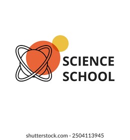 Science Atom School Sign. Vector Illustration of Emblem Education Object. Learn University Symbol Isolated over White Background.