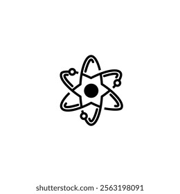 science atom vector with line art style and black dot in the middle. science atom icon. eps vector format