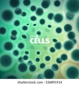 Science background. Abstract vector cells illustration. Microscope view. Bacteria life