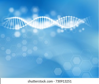 Science background with DNA strand technology background. Vector EPS10.