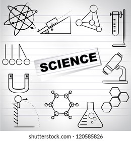 science background, science drawing line on school paper