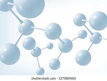 Estructura molecular de base científica Fondo químico con células azules o átomos Vector de biotecnología nuclear Ilustración