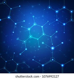 Science background with scientific polygonal elements, lines and dots. Vector illustration for your graphic design.