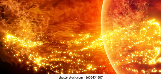 Science background - solar activity in space. Solar surface with solar flares, Burning of the sun. Global warming. Vector.