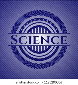 Science badge with denim texture