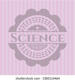 Science badge with pink background. Vector Illustration. Detailed.