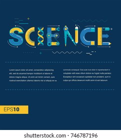 Science banner, typography and background. Technology, engineering, mathematics education concept typography design