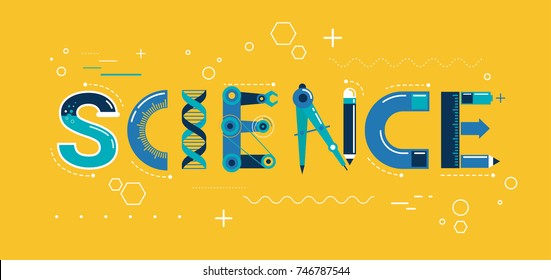 Banner científico, tipografía y antecedentes. Tecnología, ingeniería, concepción de la educación matemática diseño de tipografía