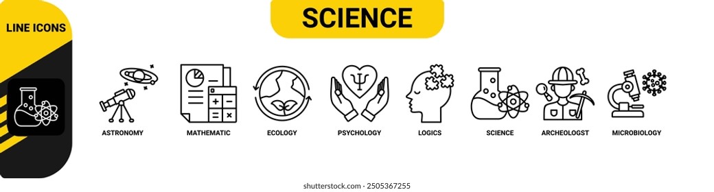 Science banner web icon vector illustration concept with icon