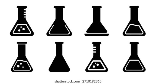 science beaker silhouette icon set