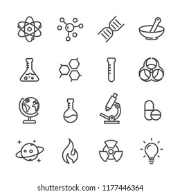 Science and biological outline icon set