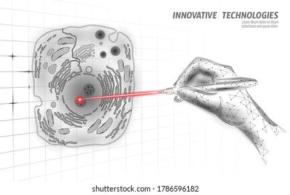 Science biology gene modifying concept. Laser operation virtual reality modification. Futuristic medicine research gene therapy health analysis vector illustration