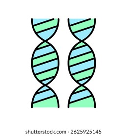 Science Biology Genetics Illustration. DNA Double Helix, Research, Molecule Structure Symbol Graphic. Flat Style Isolated Colorful