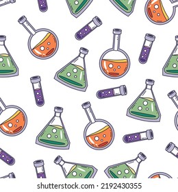 Science biology laboratory chemistry seamless pattern cover wrapping background design element illustration