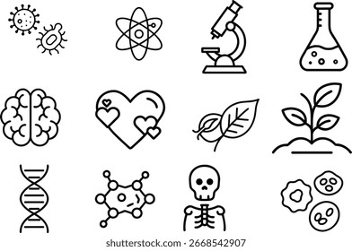 science and biology vector icon set