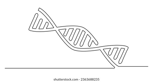 Science Biotechnology DNA. Continuous line one drawing. Vector illustration. Simple line illustration.