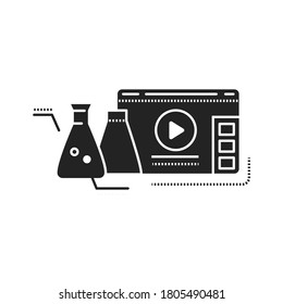 Icono de glifo negro en el blog de ciencia. Transmisión de video en la industria nana. Signo Vlogging. Pictograma para página web, aplicación móvil, promoción. elemento de diseño de interfaz gráfica de usuario (GUI) de UI UX.