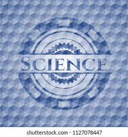 Science blue badge with geometric pattern.