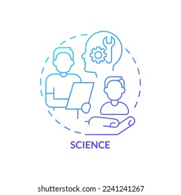 Science blue gradient concept icon. Professional coaching session abstract idea thin line illustration. Psychological approach. Define potential. Isolated outline drawing. Myriad Pro-Bold font used