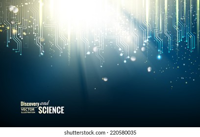 Science blue lights background. Vector illustration.