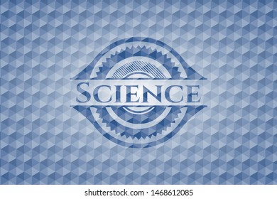 Science blue polygonal emblem. Vector Illustration. Detailed.